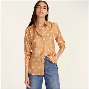 J. CREW COLLECTION slim-fit silk twill shirt in dots size 2 designer minimalist